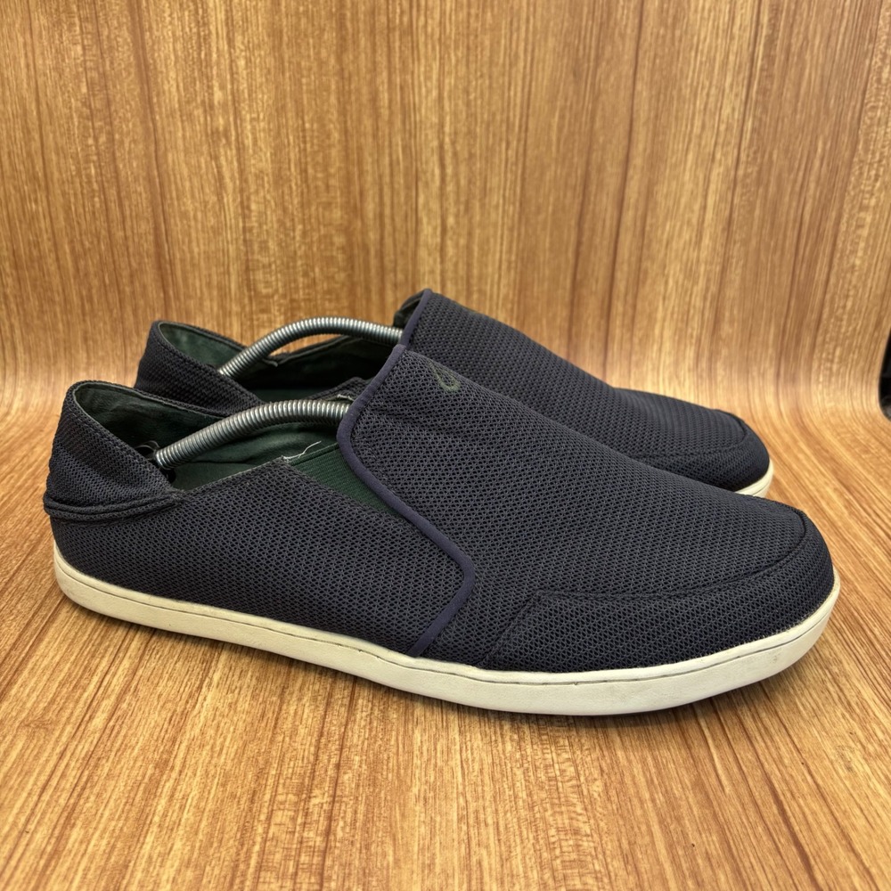 OluKai Nohea Mesh Slip On Shoes Mens 13 Navy Green Loafers